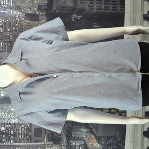 DENIM & CO sz M Chambray Blue Short Sleeve Button Down Cotton Shirt